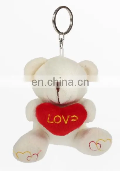 12cm promotional love small plush teddy bear keychain toys for wedding gift
