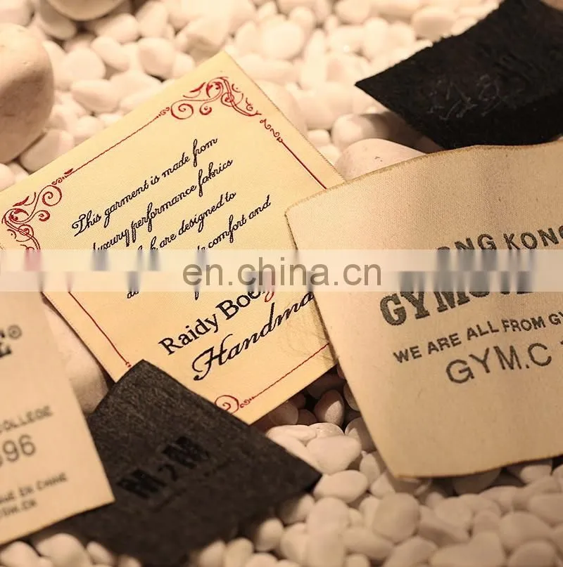 custom private brand name logo woven label tag and printed paper hang label tag for clothing
