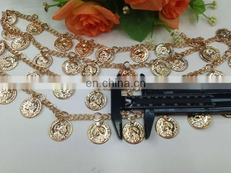hot sell coin metal chain trimming sew on clothing bags or shoes garment accessories