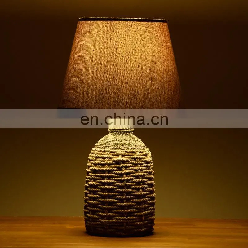 European style rope pattern cement table lamp for indoor room