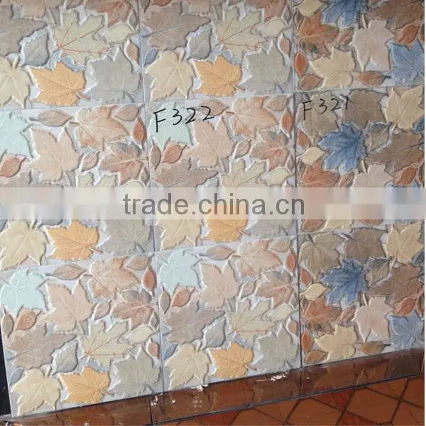 300 X 300mm map leaf red color 3D Inkjet floor ceramic tile with outdoor floor tile