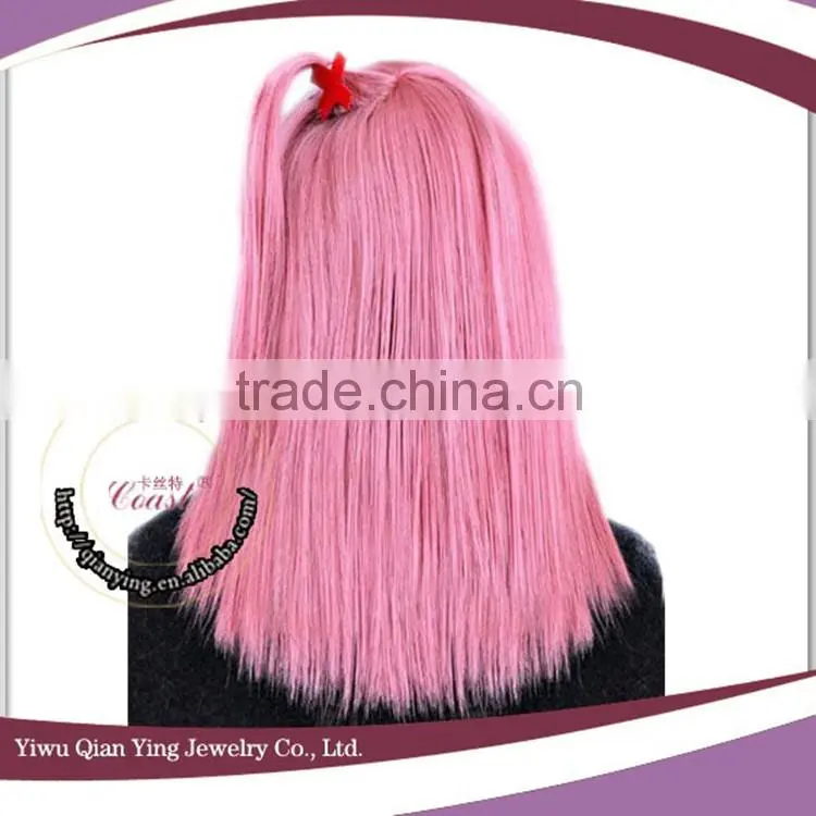 nice synthetic short cute japanese striaght pink cosplay wig