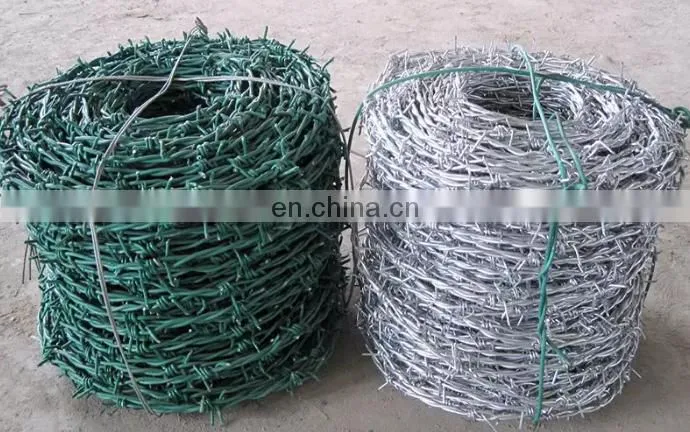 Barbed wire galvanized/pvc coated barbed roll with handle or wooden spool barbedwire fence Double Twisted Galvanized Barbed