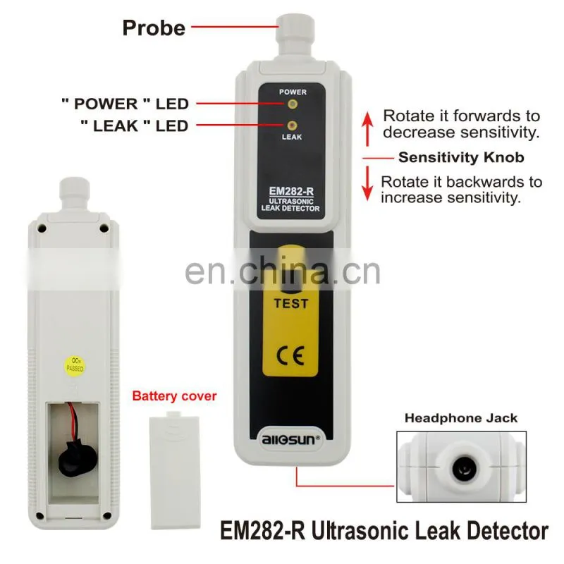 All-Sun EM282 Ultrasonic Detector 40KHz Gas Leak Detector Ultrasonic Relative Humidity<80% Reliable Pipe Leak Detector