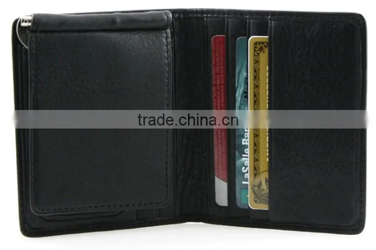 Functional Removable Money Clip Bifold Card Holder Cowhide Men Money Clip Wallet