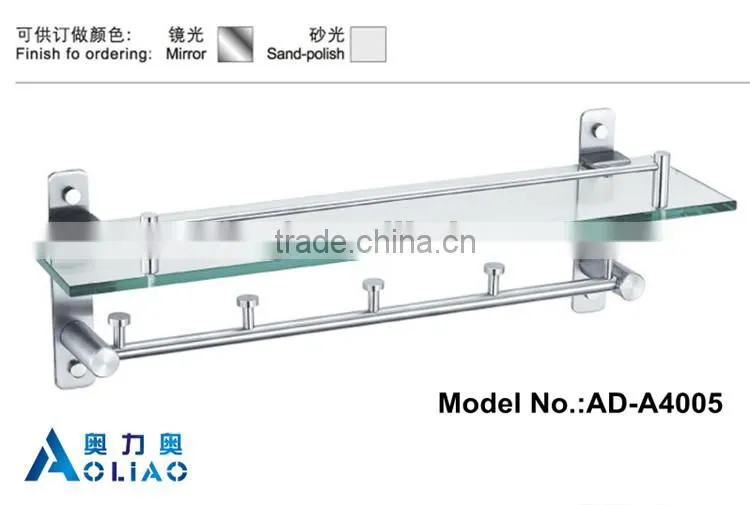 High quality Bathroom accessory stainless steel single bathroom glass platproms
