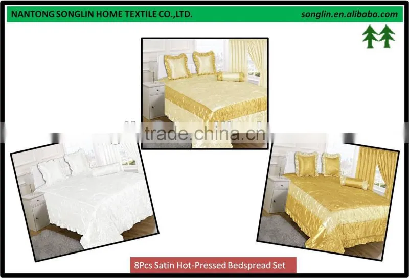 2016 Hot Sale 8Pcs Satin Hot-Pressed Coverlet