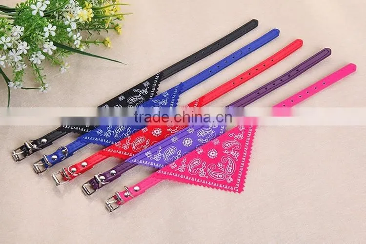 Small PU pet dog collar printed triangle towel hot style pet products manufacturer wholesale
