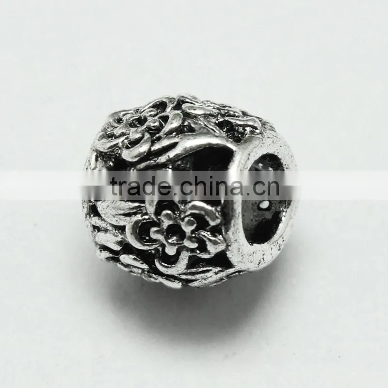 Round Zinc Alloy Anti-Silver Pdora Bracelet Beads