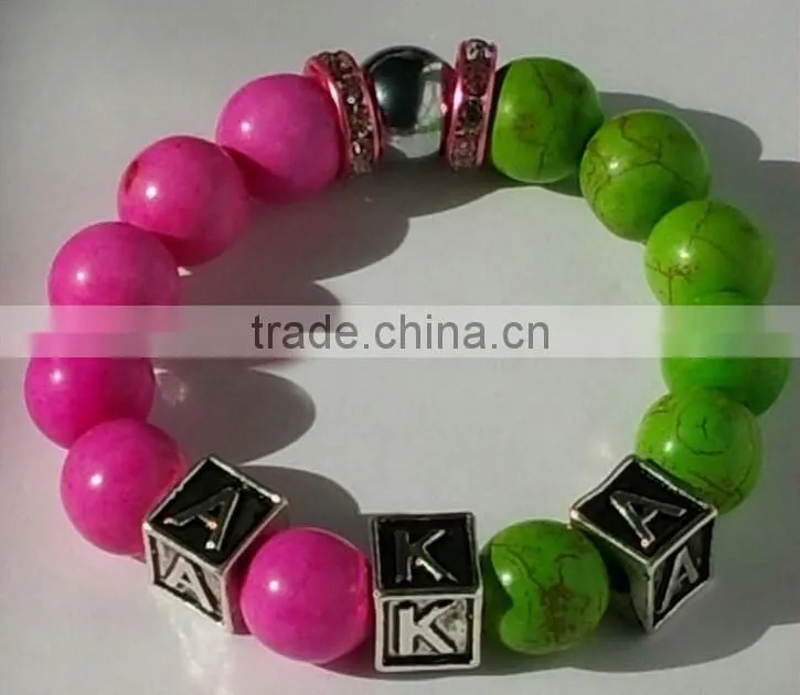 greek AKA Alpha Sorority natural gemstone bracelet Jewelry