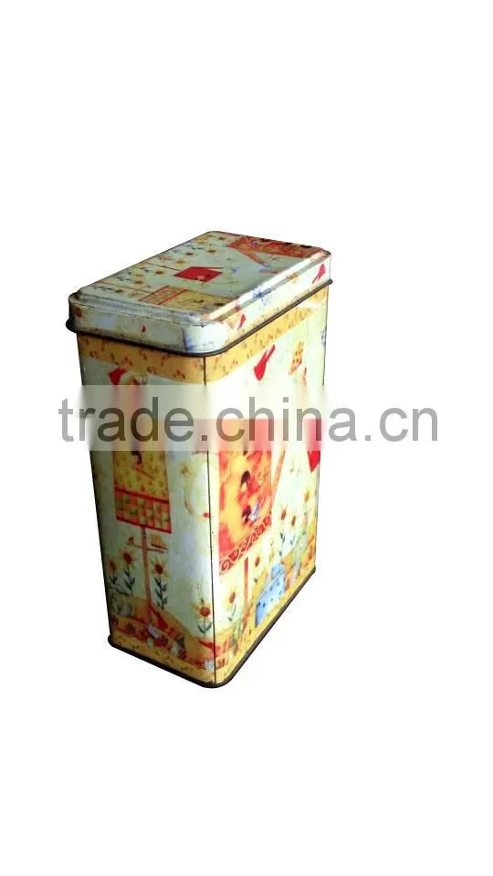 Vintage CMYK printed tin box for tea