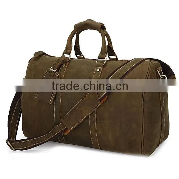 2014 Fashion vintage style travel shoulder bag genuine leather travel bag fit for 17'' laptop
