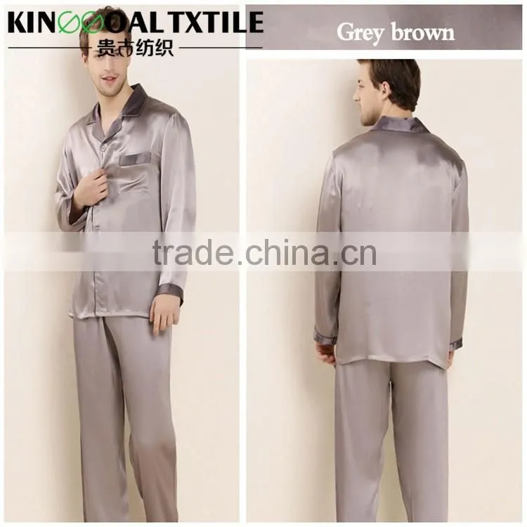 19mm High Grade solid color Male's Long Classic 100% Silk Pajama