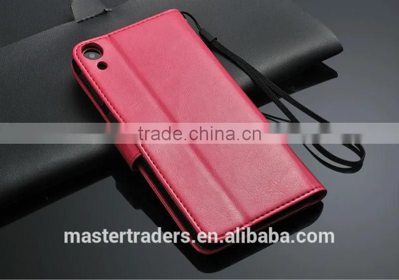 Original Fashion 64 Grain Stand Holder Wallet Flip PU Leather Case For HTC 820 MT-3099