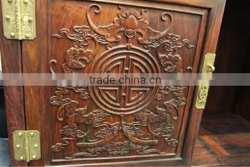 Chinese antique carved rosewood bookshelf