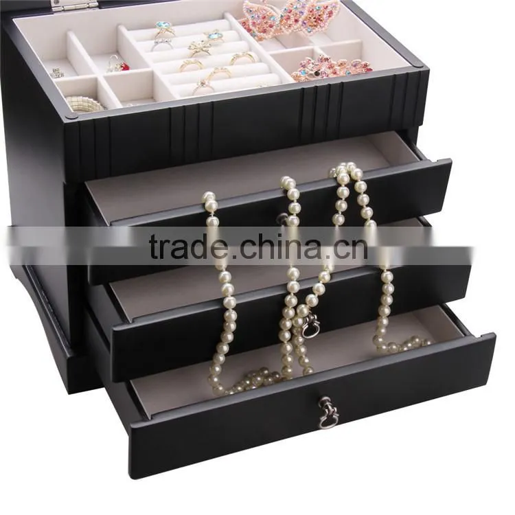 luxury pu leather mdf lint inside handmade different grade accessories box saving wooden box jewelry box