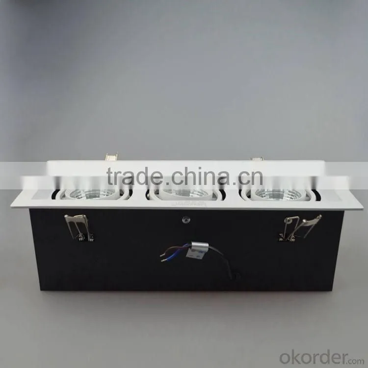 Led grille light dimmable 3pcs 30w cob led spotlight High power COB,high CRI (Ra >80),excellent lighting performance