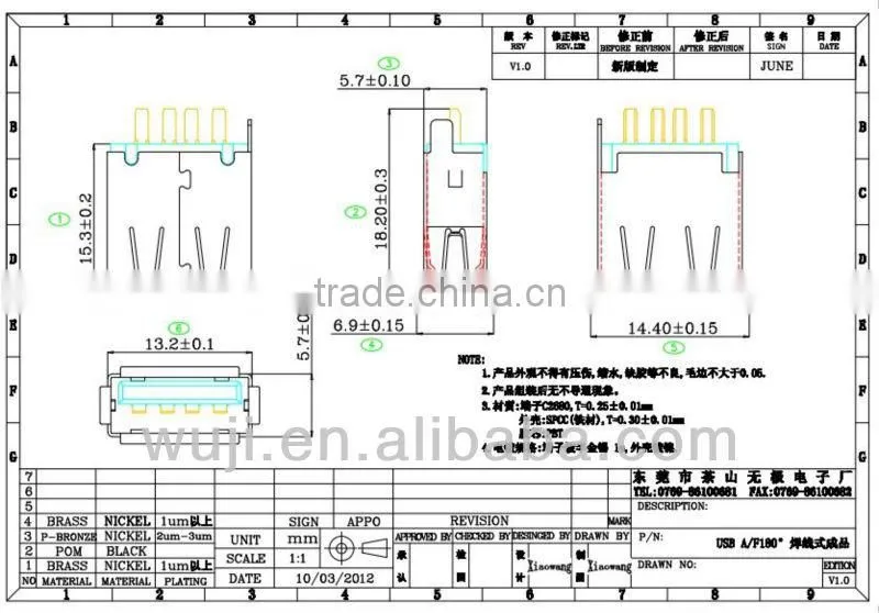USB B type Micro Usb Plug