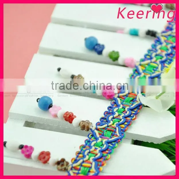 wholesale fashion fancy woman garment braid bead with fringe WTP-1296