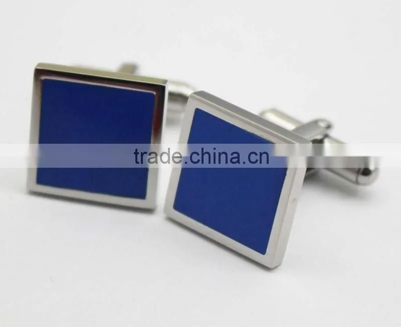 Wholesale Blue Square Shape Stainless Steel Cuff link