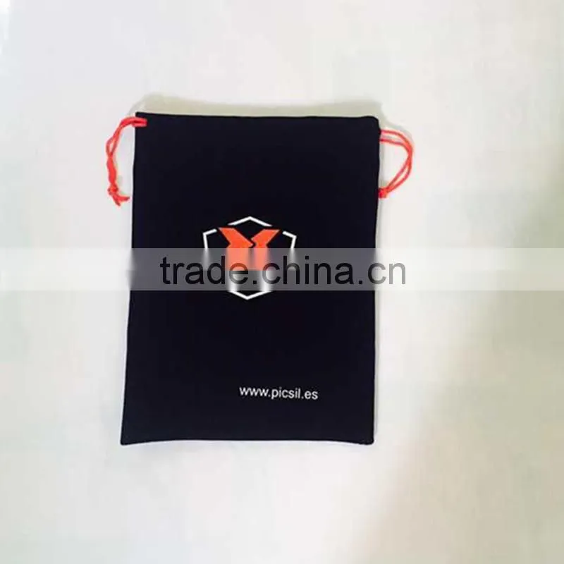 Soft Black Velvet Drawstring Carry Gift Bag Silver Lining 6.5" x 8"