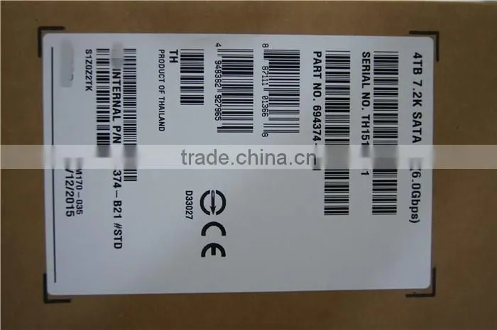 Hot Sale 694374-B21 4TB 7.2K 3.5 Sata HDD For HP YN