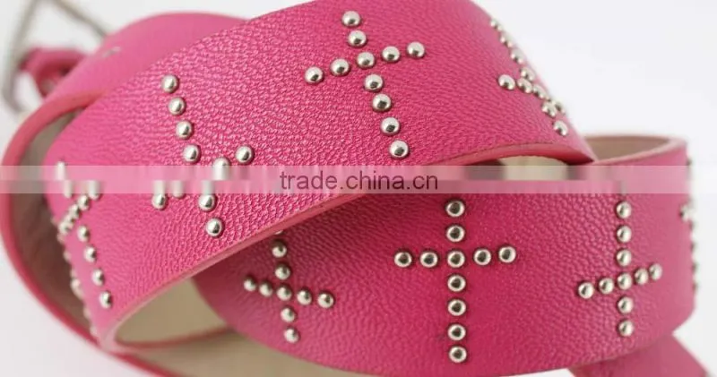 Women's Fashion studded belts for jeans with pu leather square accessories