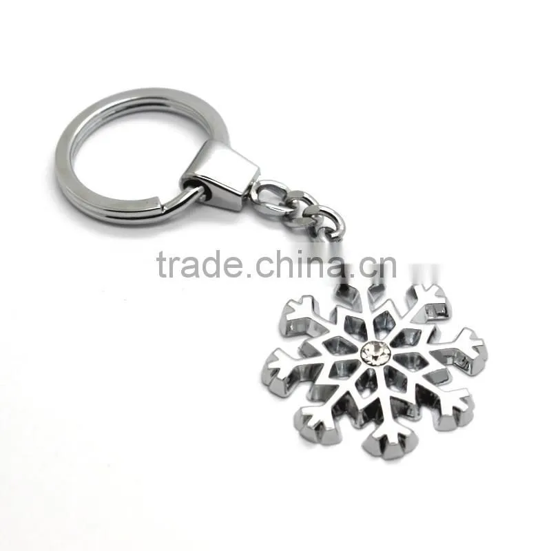 Custom Metal Silver Tone snowflake keychain for christmas promotional gift