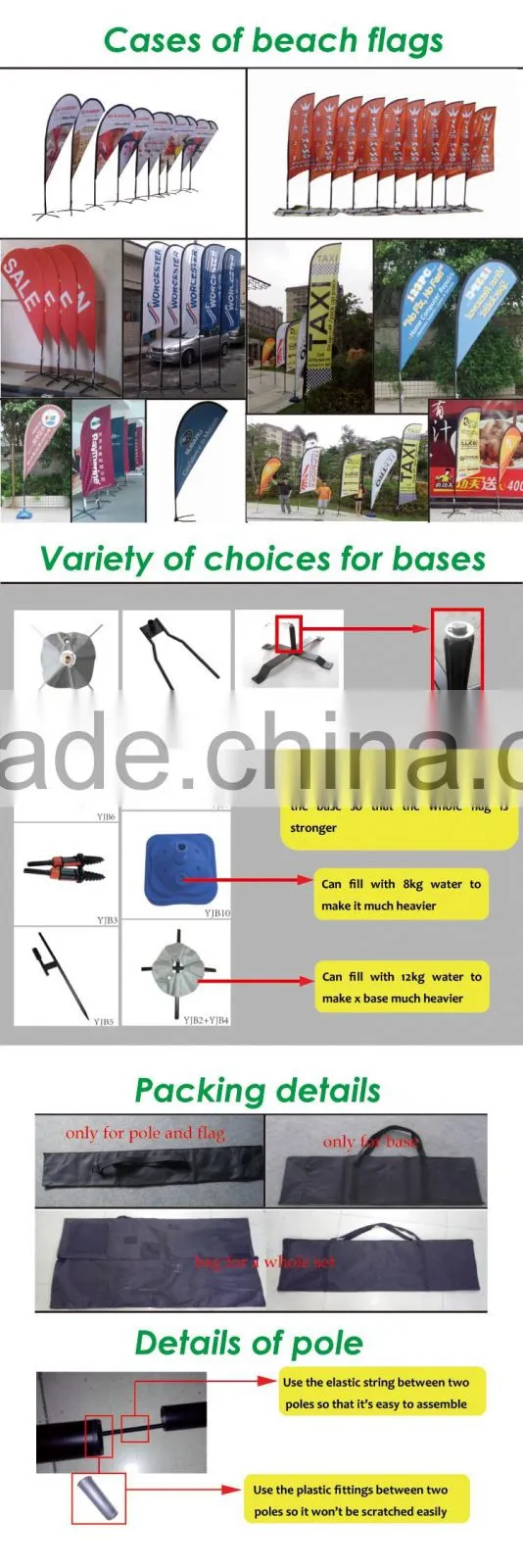 best quality and cheaper beach flag with different base