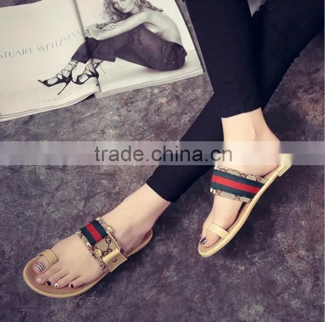 2016 fashion personalized cork flat slip sandals