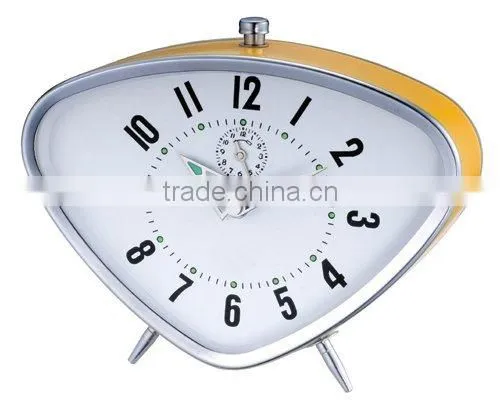 triangle metal case mechanical alarm clock