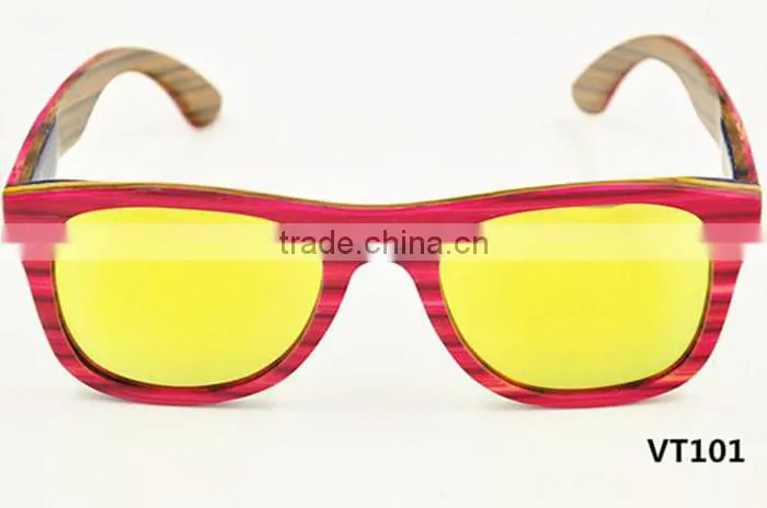 2016 new style classic retro UV400 mirror lens design bamboo wooden polarized sunglasses sun glasses
