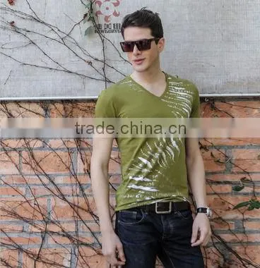 Fashion Summer Printed V-neck Men's T Shirt Design