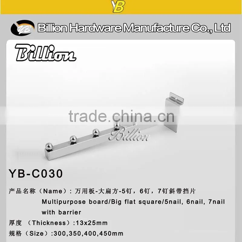 High quality Heavy duty security display hook slatwall chrome clothes hook