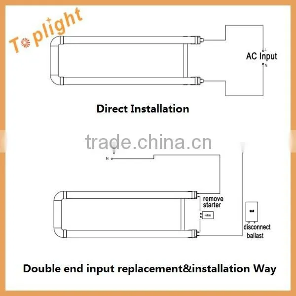 Newest type U shaped led tube 2ft 15w/18w 277vac 3500K with internal driver 12w