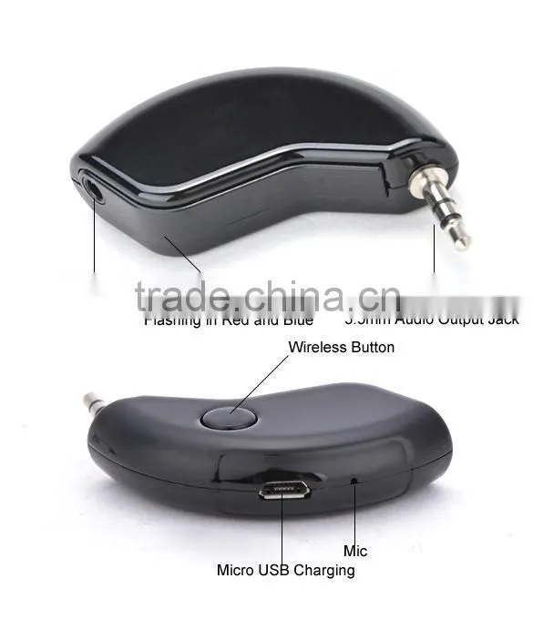 New Car Bluetooth Receiver Car 3.5mm Adapter Hands-Free Kit Wireless Connect AUX audio Music SV009274