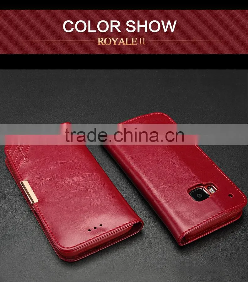 Real cow leather Magnetic flip wallet case for HTC ONE M9