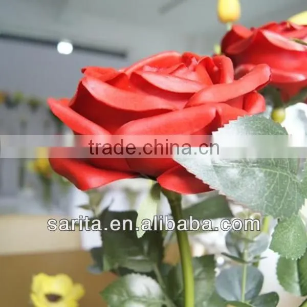 factory price single artificial cabbage roses with red colors