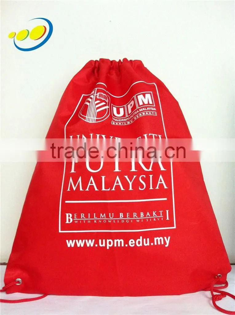 High quality wholesale polyester drawstring backpack bag printing