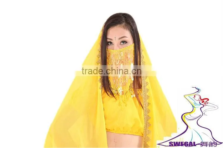 SWEGAL SGBDD13002 9 colors yellow belly dance mysterious charming fashion faace veils