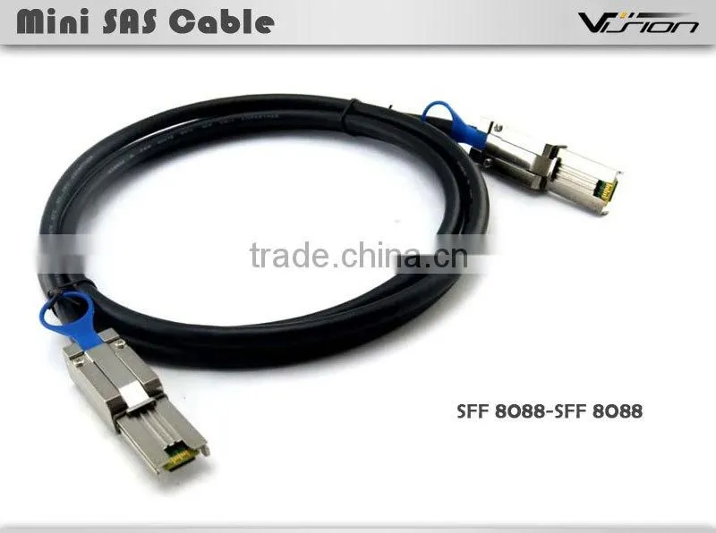 1m black 28awg Mini SAS cable SFF8088 to 8088 26pin to 26pin with OD 7.5mm