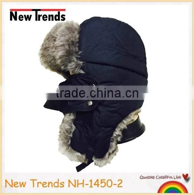 Camouflage printed faux fur Russian style winter hat trapper hat with mask