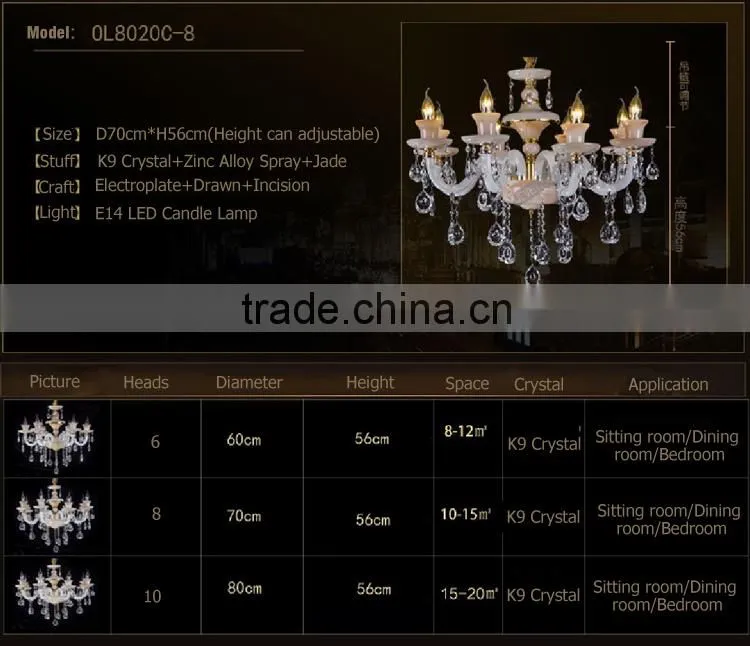 Hot Selling 6/8/10 Light Pendant Chandelier First-degree K9 Crystal Luxury Living Room Chandelier