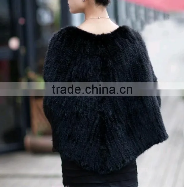 100% Real Genuine Knit Mink Fur Scarf Cape Stole Coat Wrap / Fur Shawl