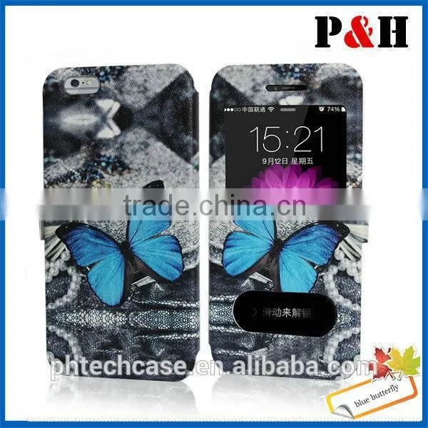 For iPhone 6 Leather Case, TOP Quality Printed Color PU Wallet Leather With Card Slot For iPhone 6 Case