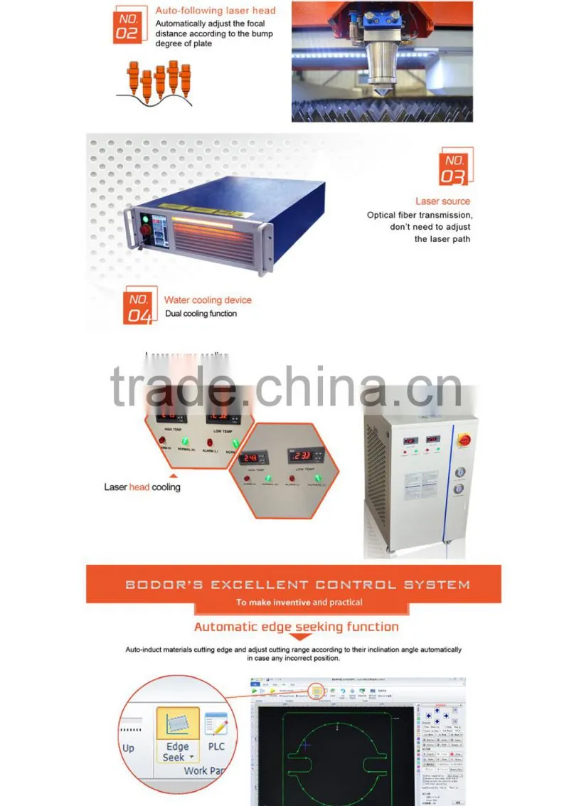 300 watt mannual sheet metal fiber laser cutting machine 1300x2500mm