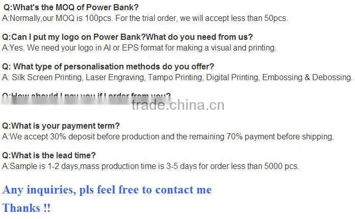 High Capacity Portable Power Bank 15000mah