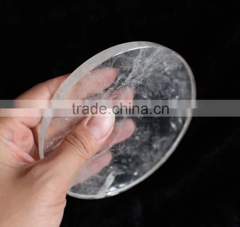 natural rock clear quartz stone crystal round slab