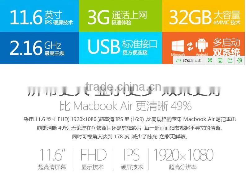Intel Z3736F Quad Core ONDA V116w Dual Boot Tablet PC with Sim Card Wifi IPS screen 1920X1080 2G+32G 8800mAh battery