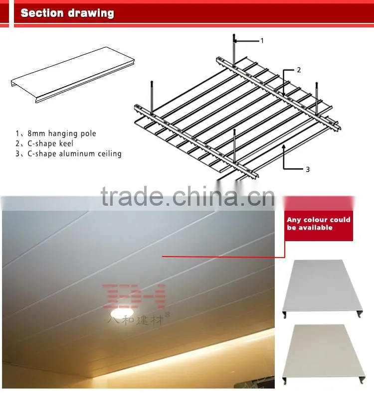 Metal suspended aluminum linear ceiling for indoor